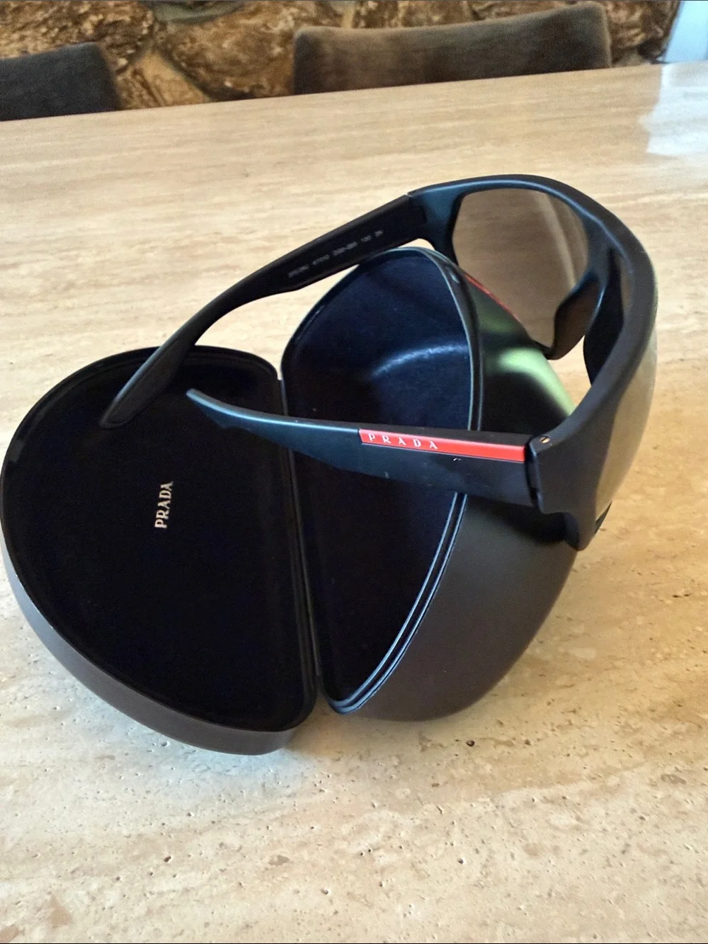 Prada Black Shield Sunglasses with Mirrored Lenses